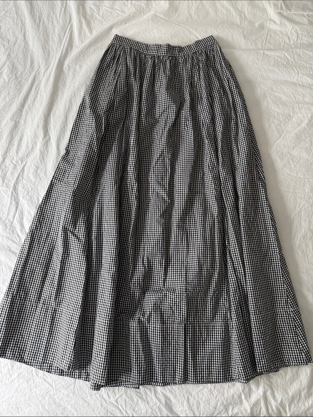Aerie Gingham Midi Skirt